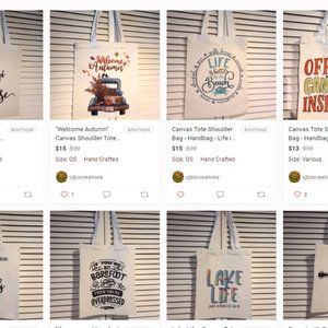 SALE - Fun White Canvas Shoulder Tote Bag